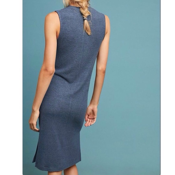 SOLD-Anthropologie Sleeveless Knit Blue Midi Dress - Picture 4 of 12